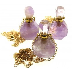 Amethyst Genuine Gemstone Cut Scent Bottle Pendant